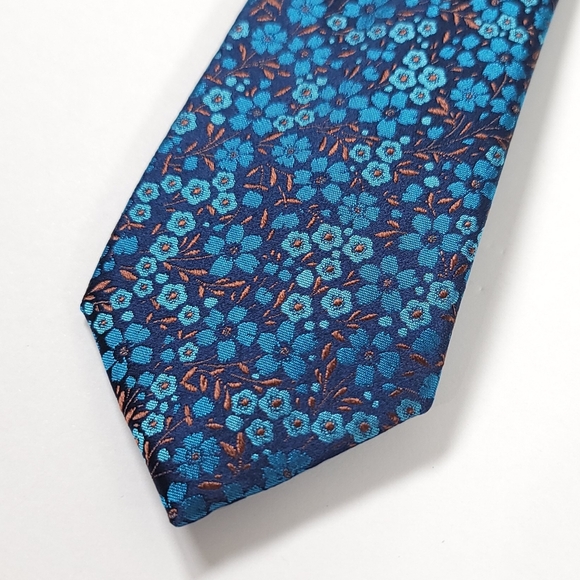 JOSEPH ABBOUD Men's Necktie 100% Silk, Flower Pattern, Color Blue Tie - NWT - Picture 6 of 12